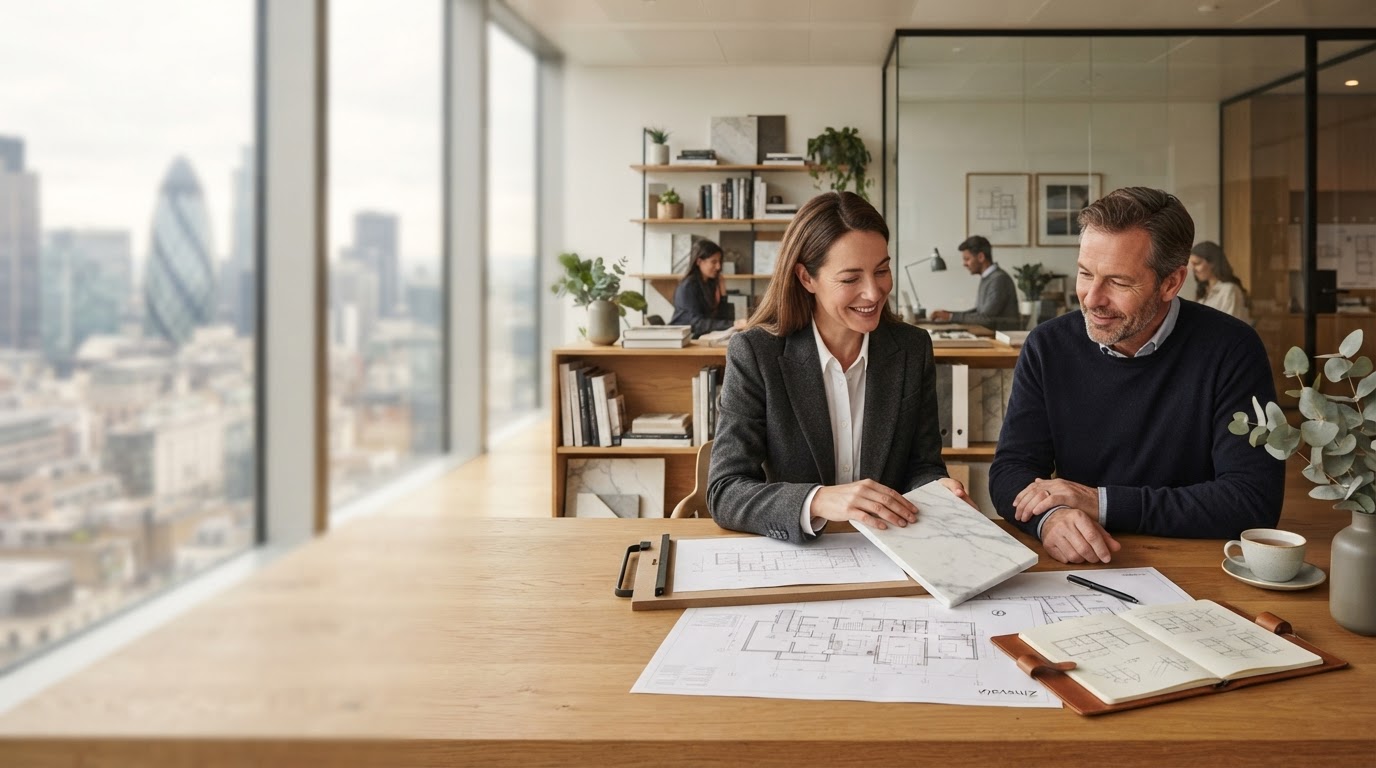 Marble Zinsvale advisor reviewing predictive investment data in a calm, naturally lit office